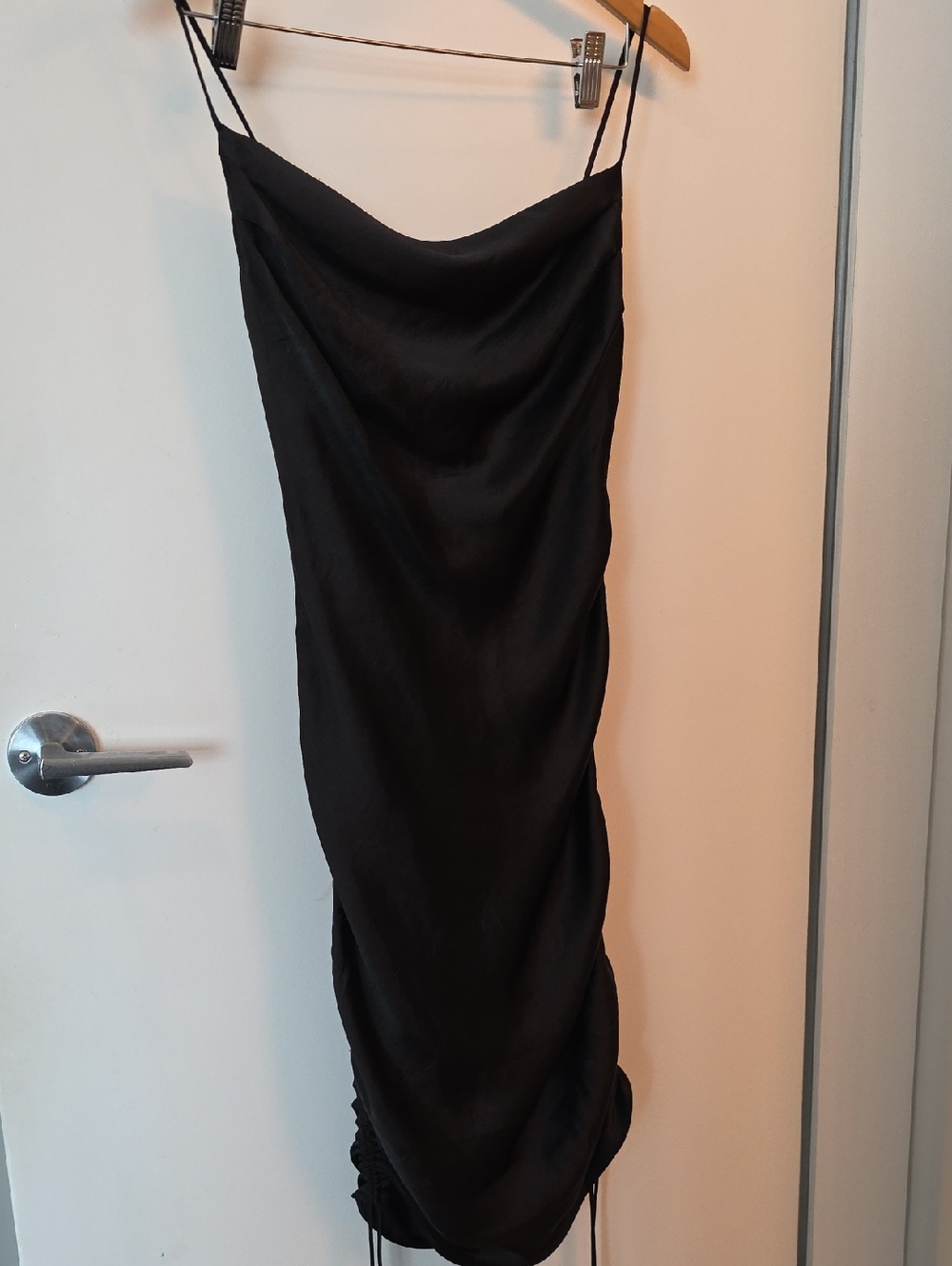 Zara Black Satin Slip Dress with Cowl